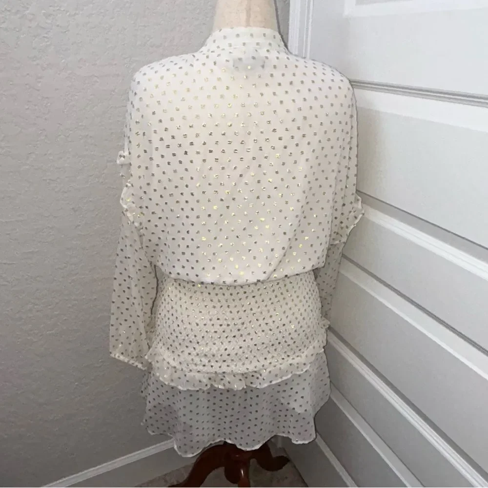 AQUA Tie Front Smocked Waist Ruffle Mini Dress